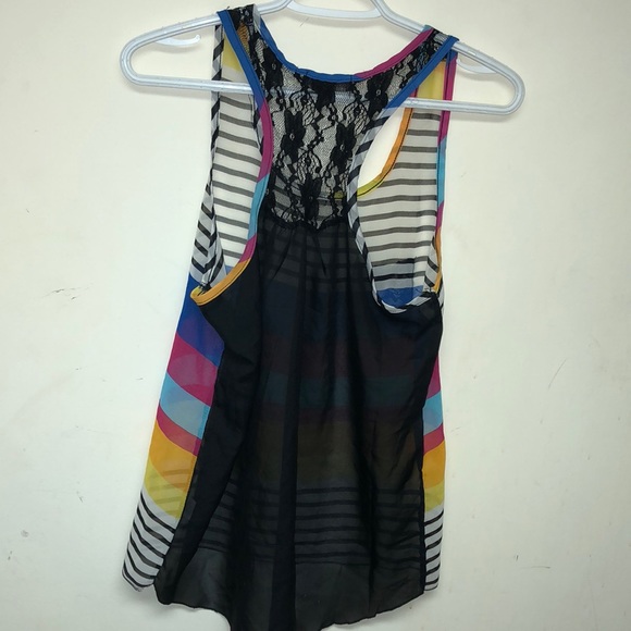 Sheer multicolored striped Tank Medium - Picture 4 of 8
